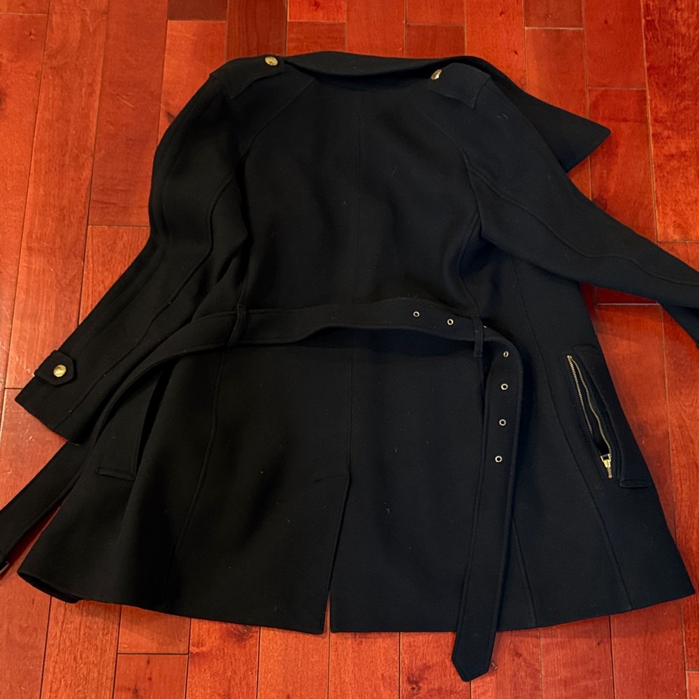 Burberry Brit Black Wool Coat with Gold Accents, Size US 6 - Picture 8 of 8